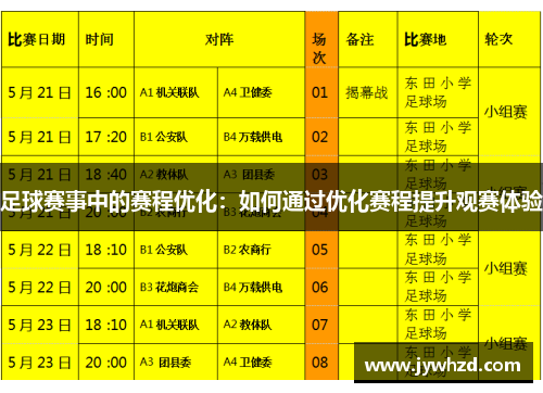 足球赛事中的赛程优化：如何通过优化赛程提升观赛体验